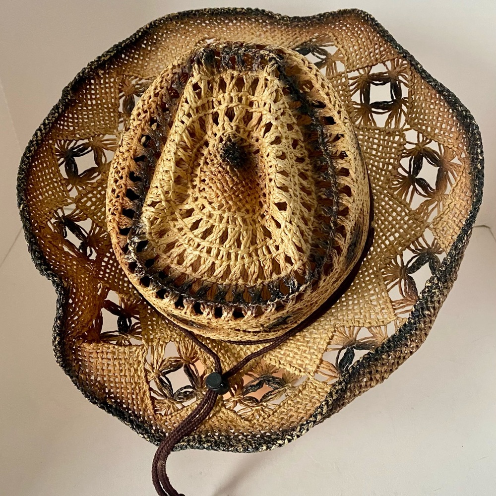 SOM-HER Somher Cowboy Hat Straw Western Boho Unisex Cross Cowgirl Size M